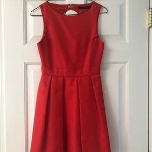 Zara Red Open-Back Pleated Dress